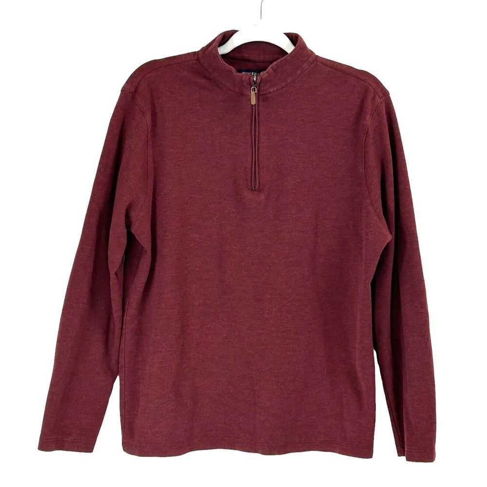 Mizzen + Main Pullover  Mens Large Maroon 1/4 Zip Performance Long Sleeve Knit